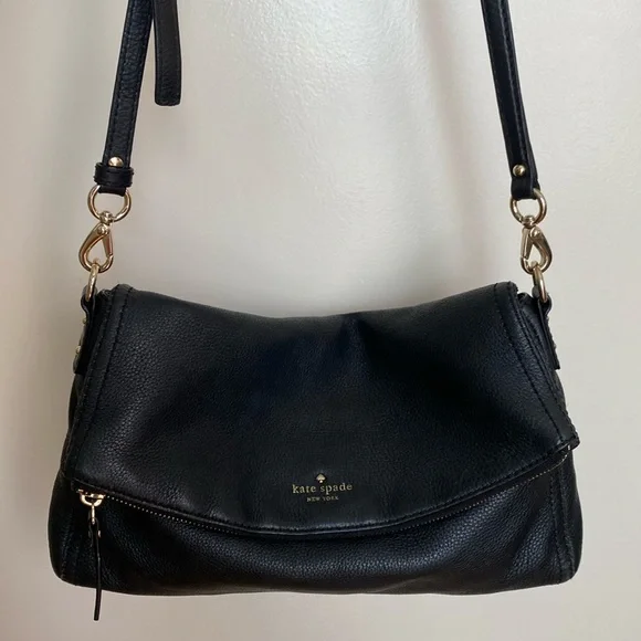 Kate Spade Black Soft Leather Adjustable Strap Crossbody Shoulder Handbag - Picture 2 of 16